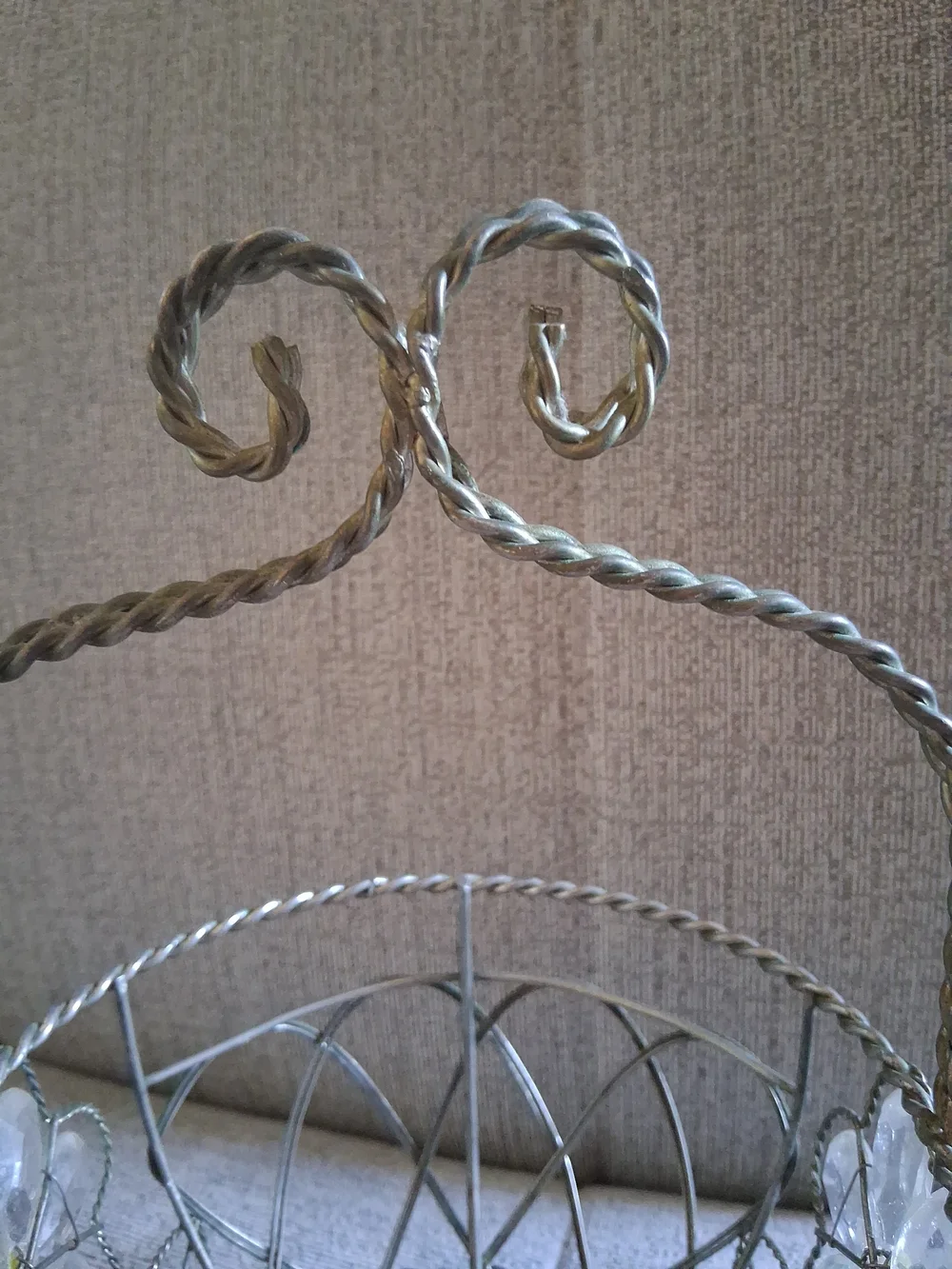 Vintage Decorative Wire Basket with Flower Accents 11 Inch